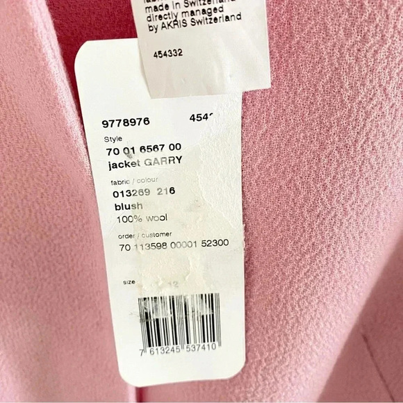 AKRIS Garry Pink Double-Faced Wool Crepe Fringe Jacket Sz 12 - Picture 7 of 16